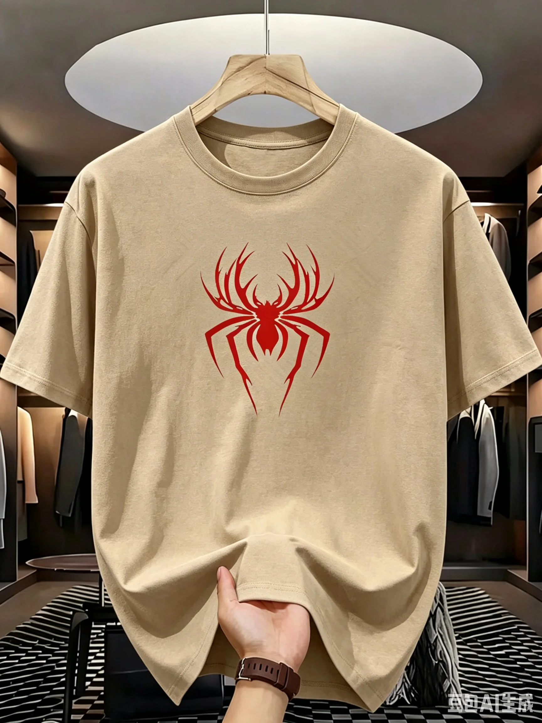2026 New Summer Casual Sports Simple Spider Printed Round‑neck Cotton Short‑sleeve Top For Adults T‑shirt