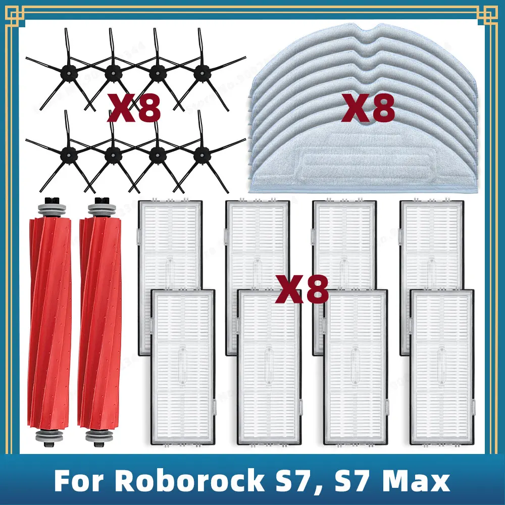 Accesorios de repuesto para Roborock S7, S70, S75, S7 Max, S7 MaxV, cepillo lateral principal, filtro Hepa, paño de fregona