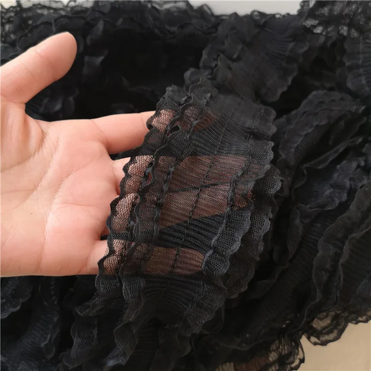 8cm wide quality double-sided symmetrical double-layer mesh pleated sweater with lace and lace accessories X804