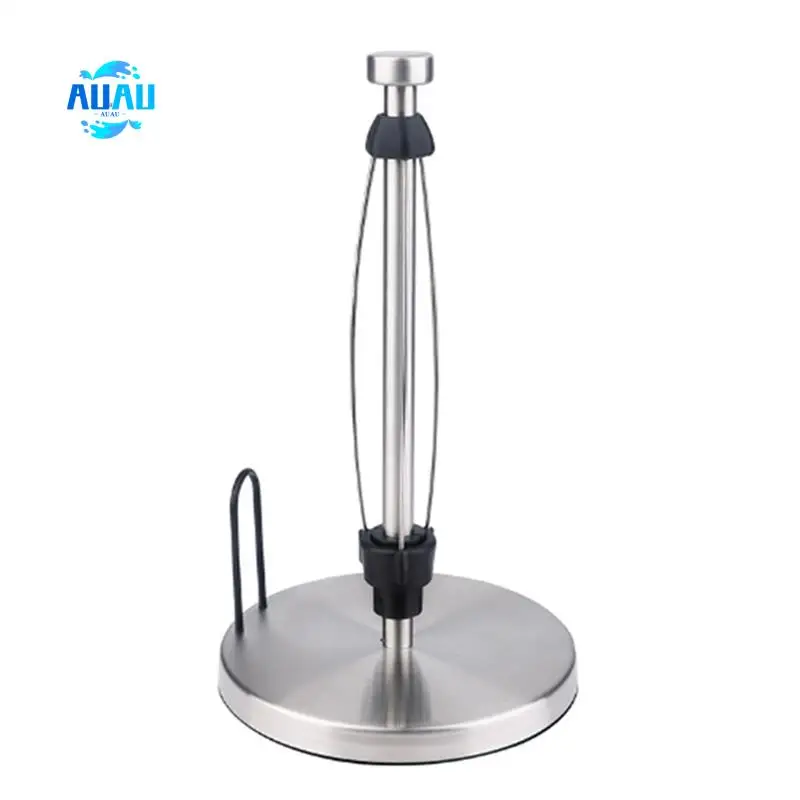 

AUAU-держатель для бумажных полотенец, столешница с демпфирующим вертикальным держателем для бумажных полотенец с основанием, подходит для кухни, ванной комнаты (серебристый)