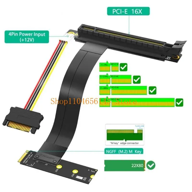 5ASD 90 ângulo Turn M.2 Ngff M para PCIE 16X Adaptador placa gráfica NVME para PCIE 16X