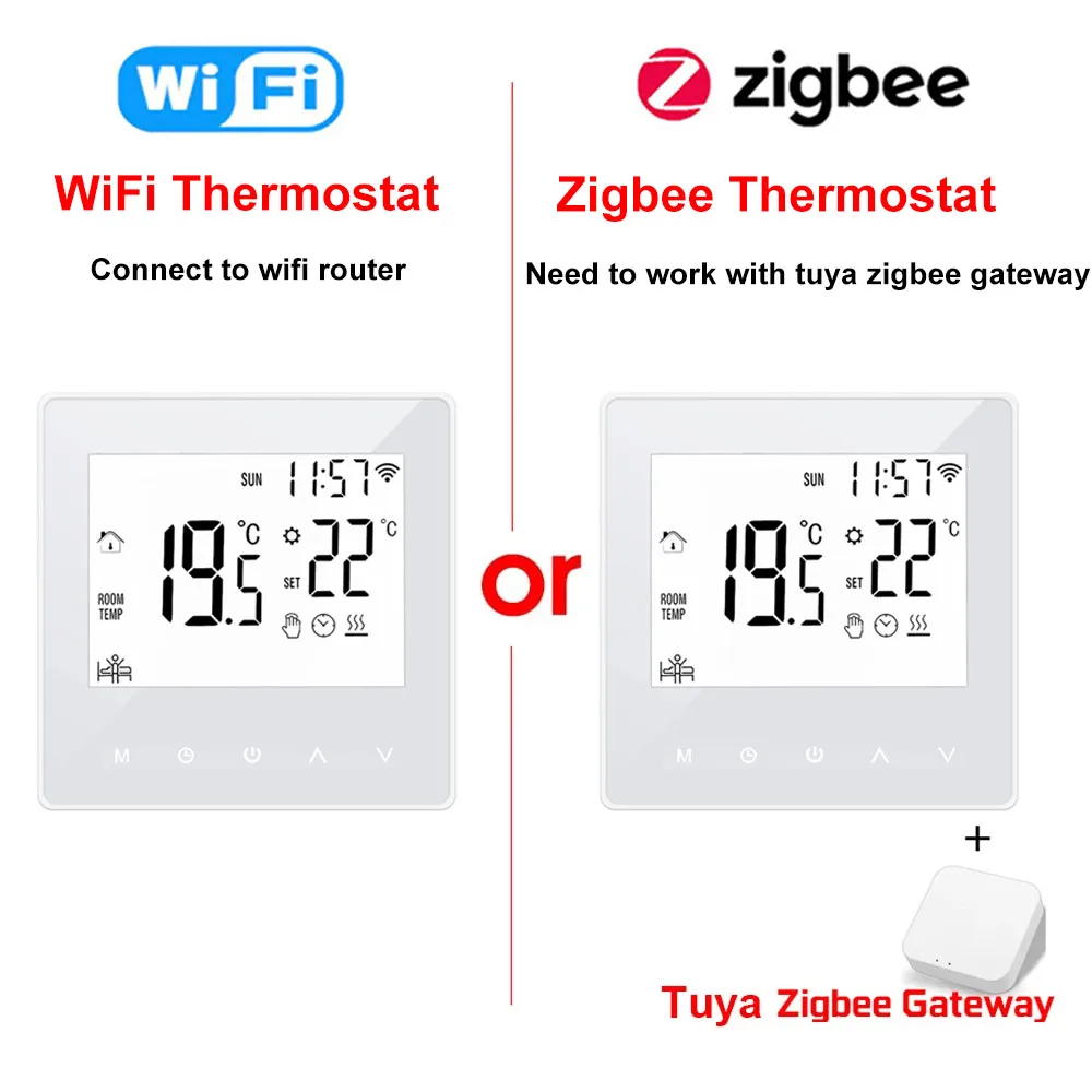 WiFi Zigbee Smart Thermostat Electric Floor Heating Water/Gas Boiler Temperature Control Work With Tuya Smart APP Alexa Google