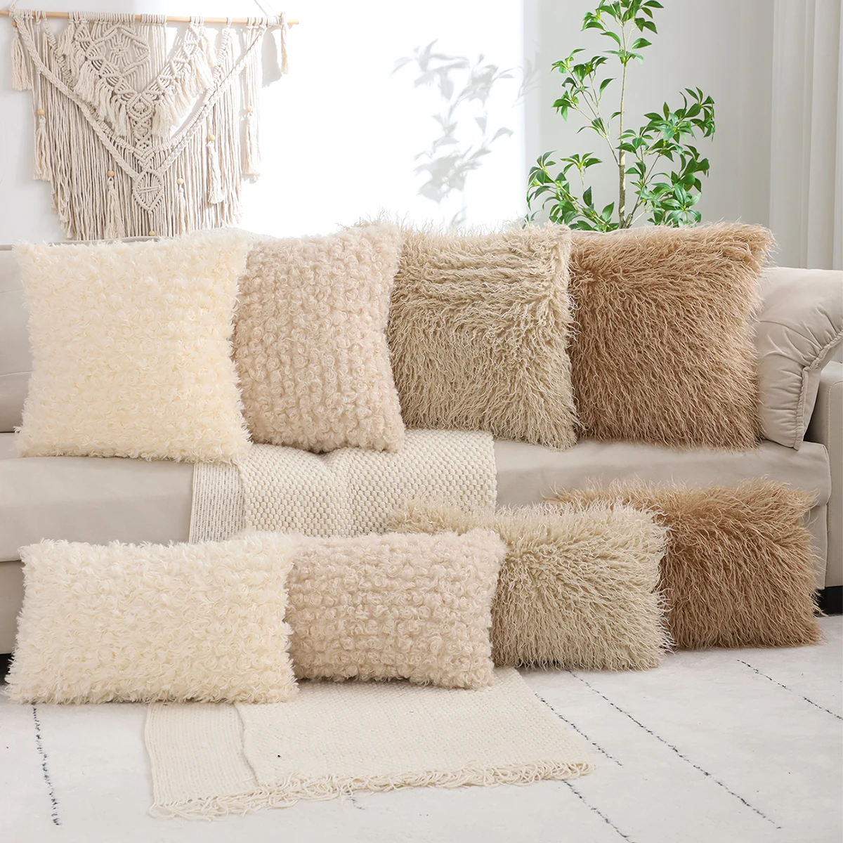 1 PC Wool Imitation Plush Throw Pillow Cover Living Room Decoration