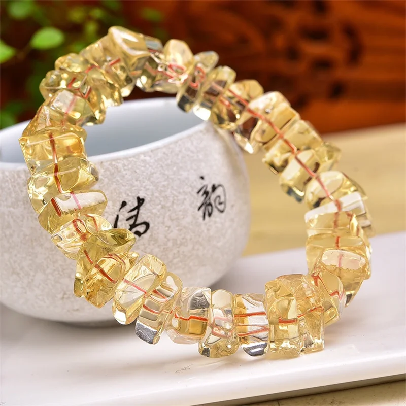 Natural Freeform Citrine Bracelet Women Beautiful Colorful Crystal Energy Healing Fashion Gemstone Jewelry 1PCS 8X15MM