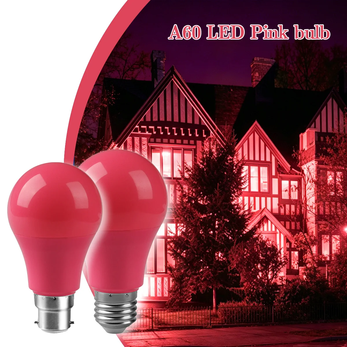 Pink LED Color Light Bulb Lamp 640Lumen 8W AC100-240V E27 B22 Decor Bulbs for Bedroom Wedding Party Courtyard Garden Stage