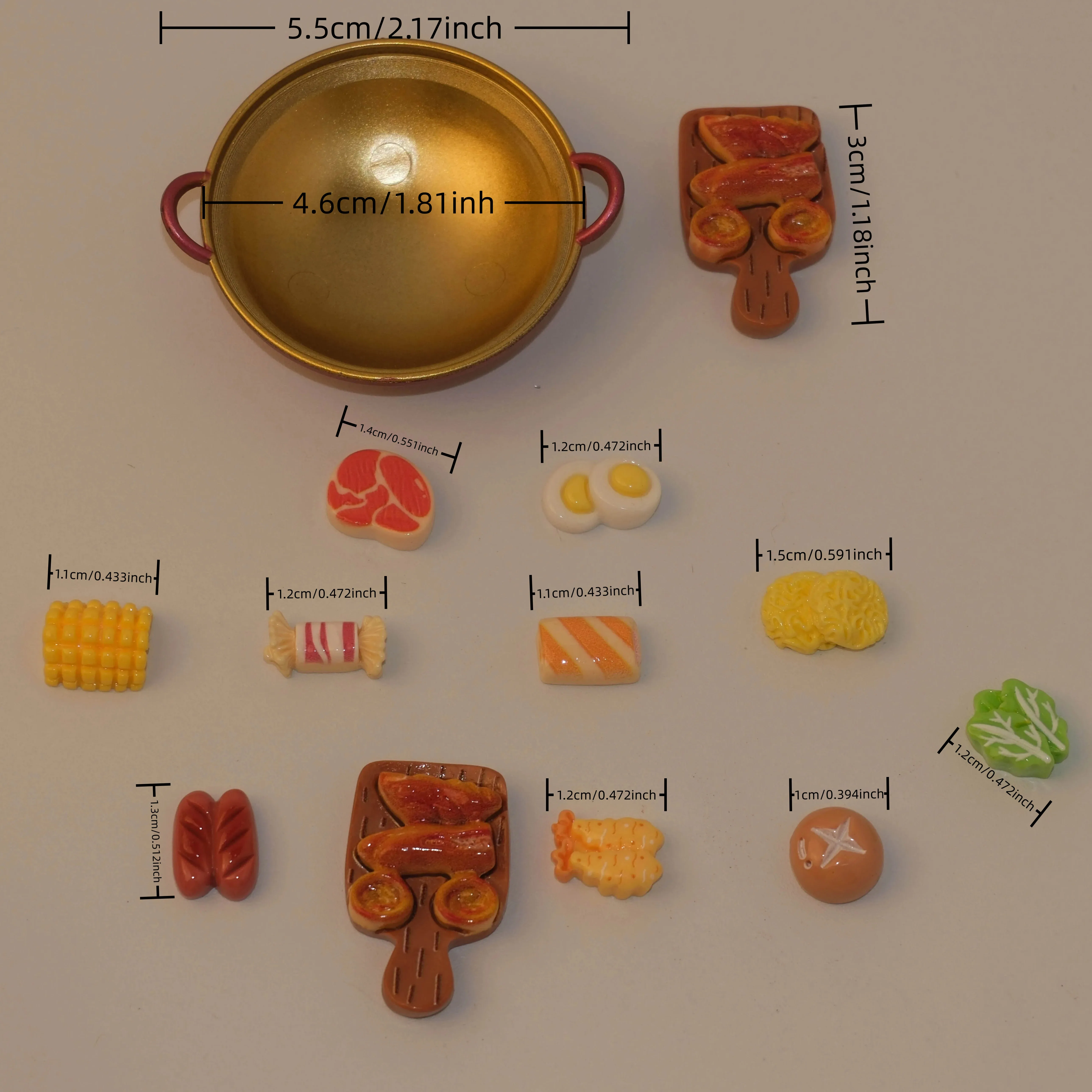 13pcs/1set， Simulated hotpot ingredient decoration, DIY miniature kitchen scene resin accessories