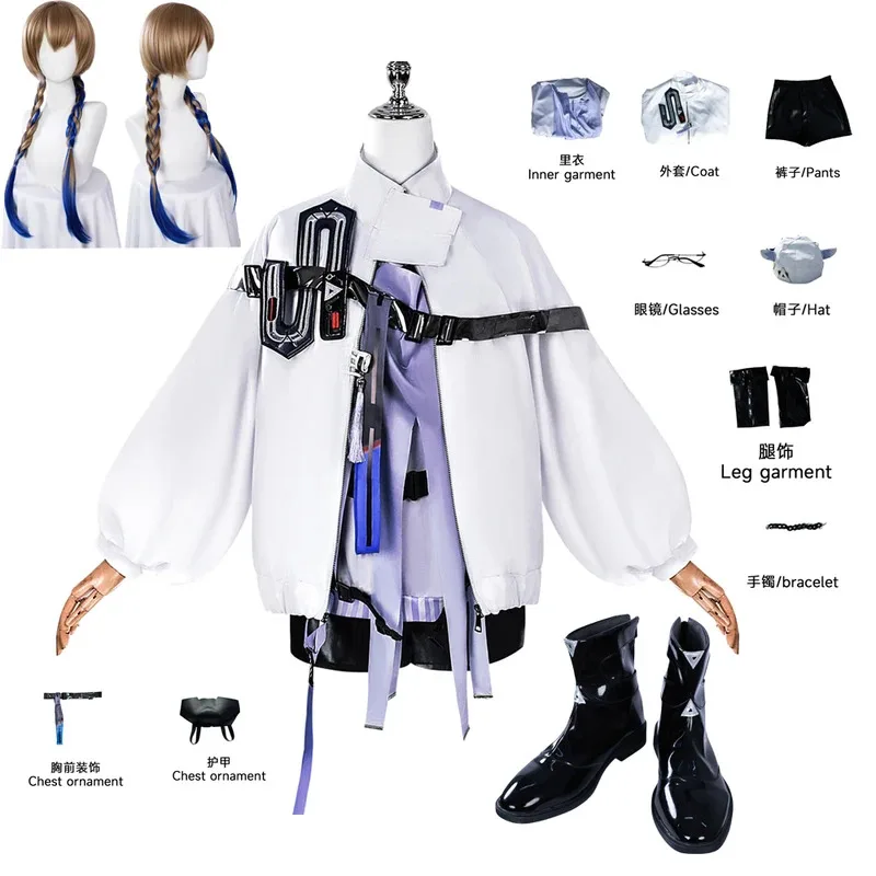 

Arknights Contrail Cosplay Costume Game Contrail Wig Shoes Anime Full Set Uniform Halloween Costumes Women Girls Party Cos New