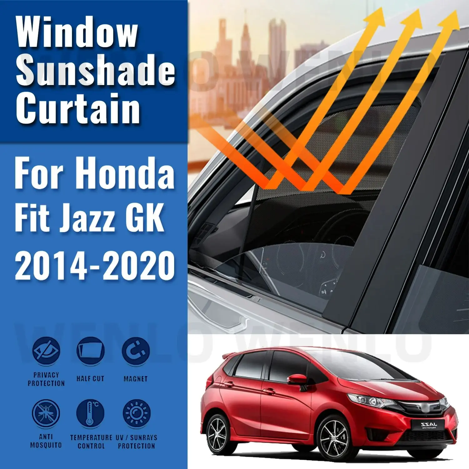 For Honda Fit Jazz GK 2014-2020 Car Sunshade Visor Front Windshield Frame Curtain Baby Rear Side Window Sun Shade Shield