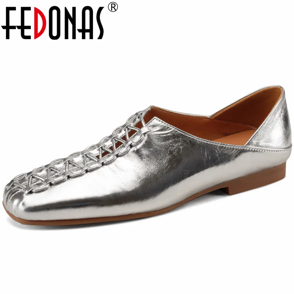 

FEDONAS 2024 Fashion Cross-Tied Women Pumps Low Heels Genuine Leather Square Toe Casual Working Pumps Shoes Woman Concise Basic