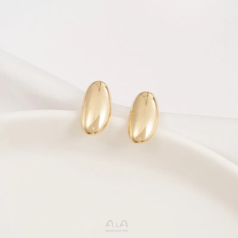 14K Gold Color Smooth Surface Special-shaped Oval Melon Seed Earrings With Hanging Hmade DIY Ear Jewelry Accessories Material