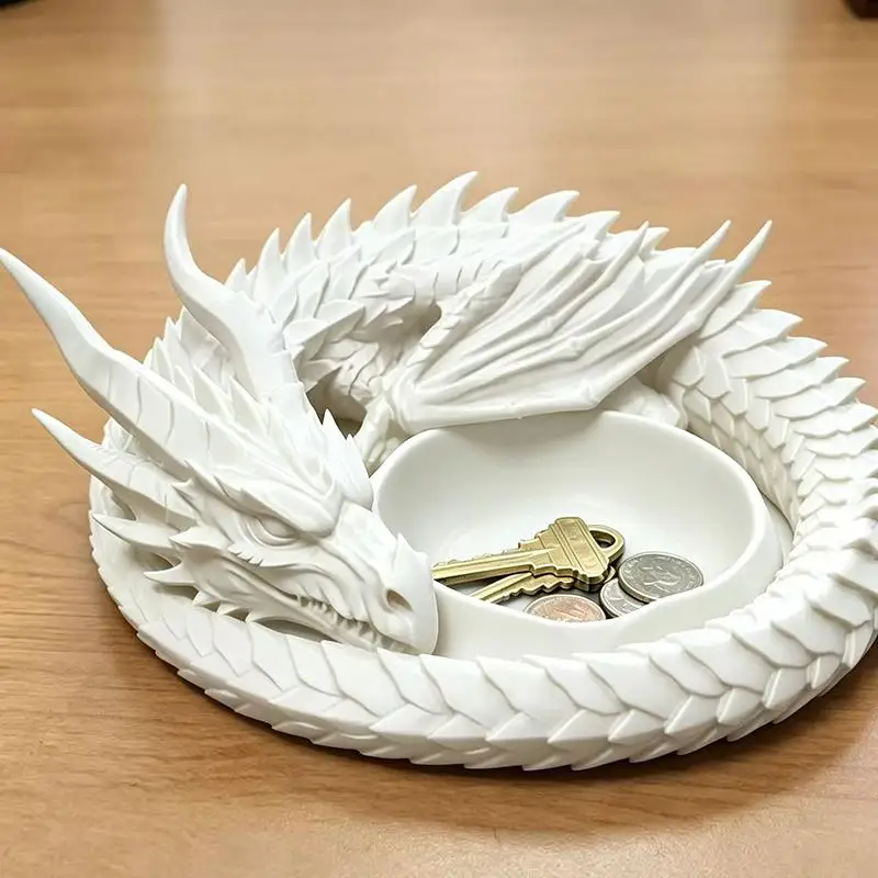 Plastic Jewelry Storage Tray Decorative Desktop Organizer Key Holder Creative Gothic 3D Printing Dragon Tray Dark Style