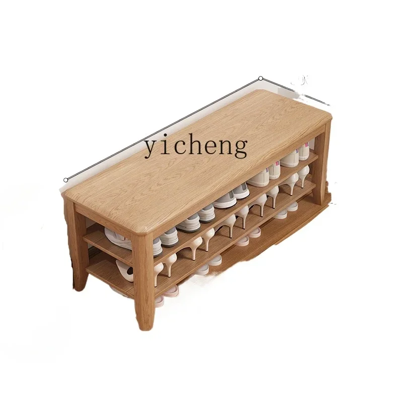 ZZTQH shoe cabinet household door solid wood storage integrated home shoe changing stool multi-layer seated corridor indoor
