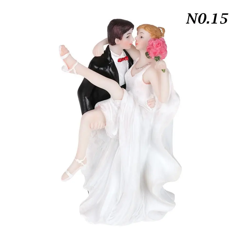 Romantic Elegant Wedding Decoration Figurine Gift Birthday Anniversary Synthetic Resin Bride&Groom Couple Cake Topper