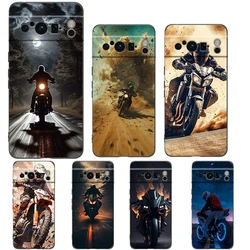 Moto Cross Motorcycle Sports Phone Case For Google Pixel 9 8 7 6 Pro XL 8A 7A 6A TPU Shell Soft Shockproof Black Cover