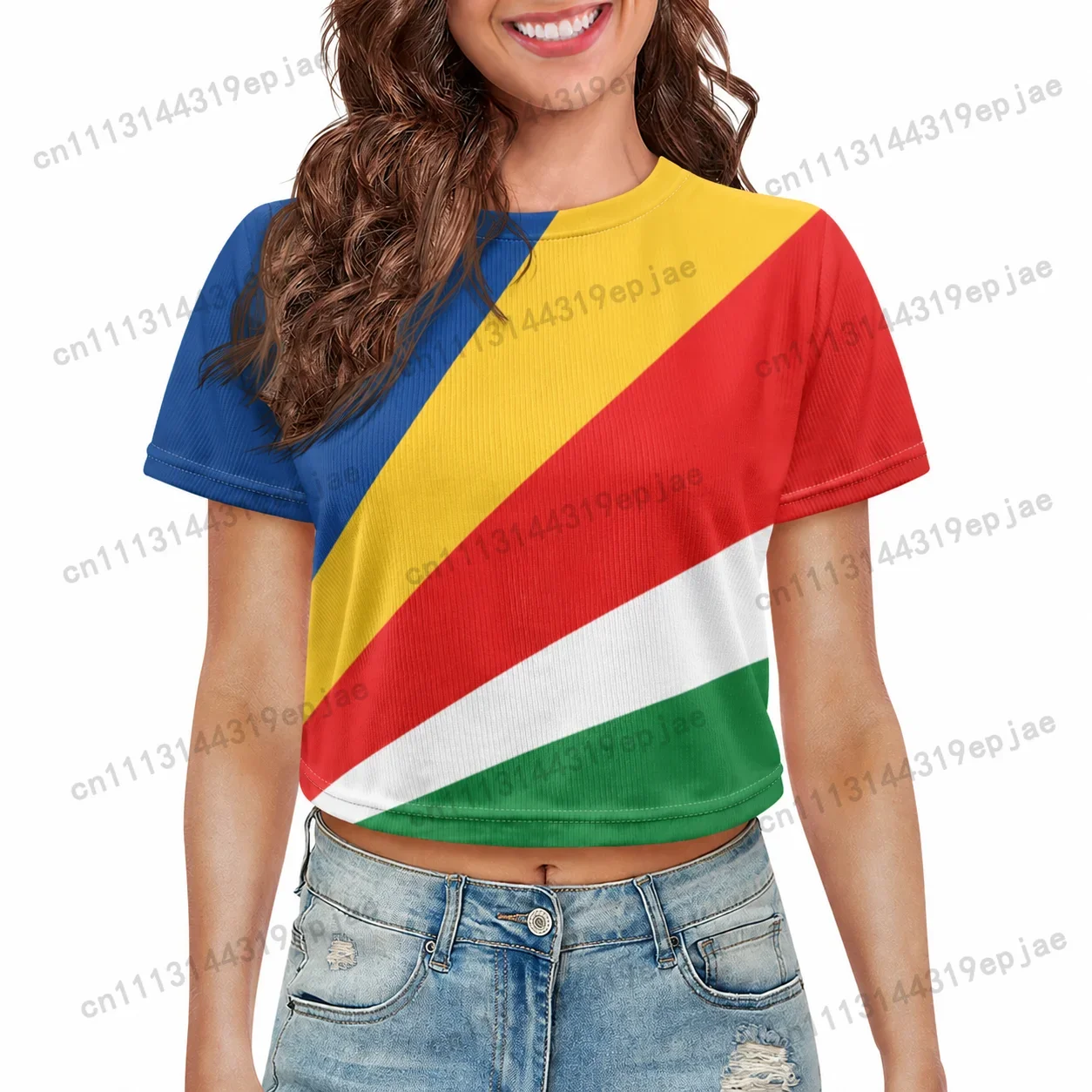 Singapore Slovakia National Flag Eagle Print Crop Tops Women Short Sleeve O-neck Casual Streetwear Y2K Green Summer T-shirt