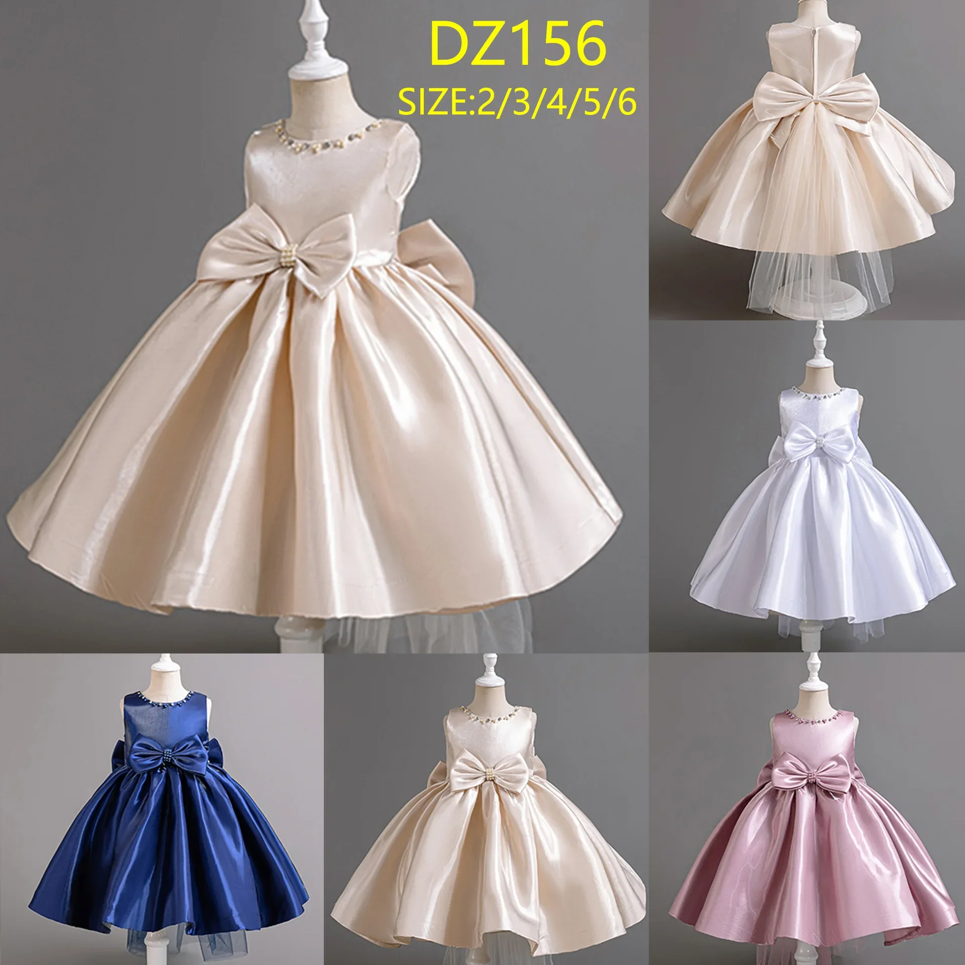 

Flower Baby Girls Wedding Birthday Bownot Dresses Clothing Toddler Kids Princess Party Ball Gown Dress Costume Clothes For 1-12y