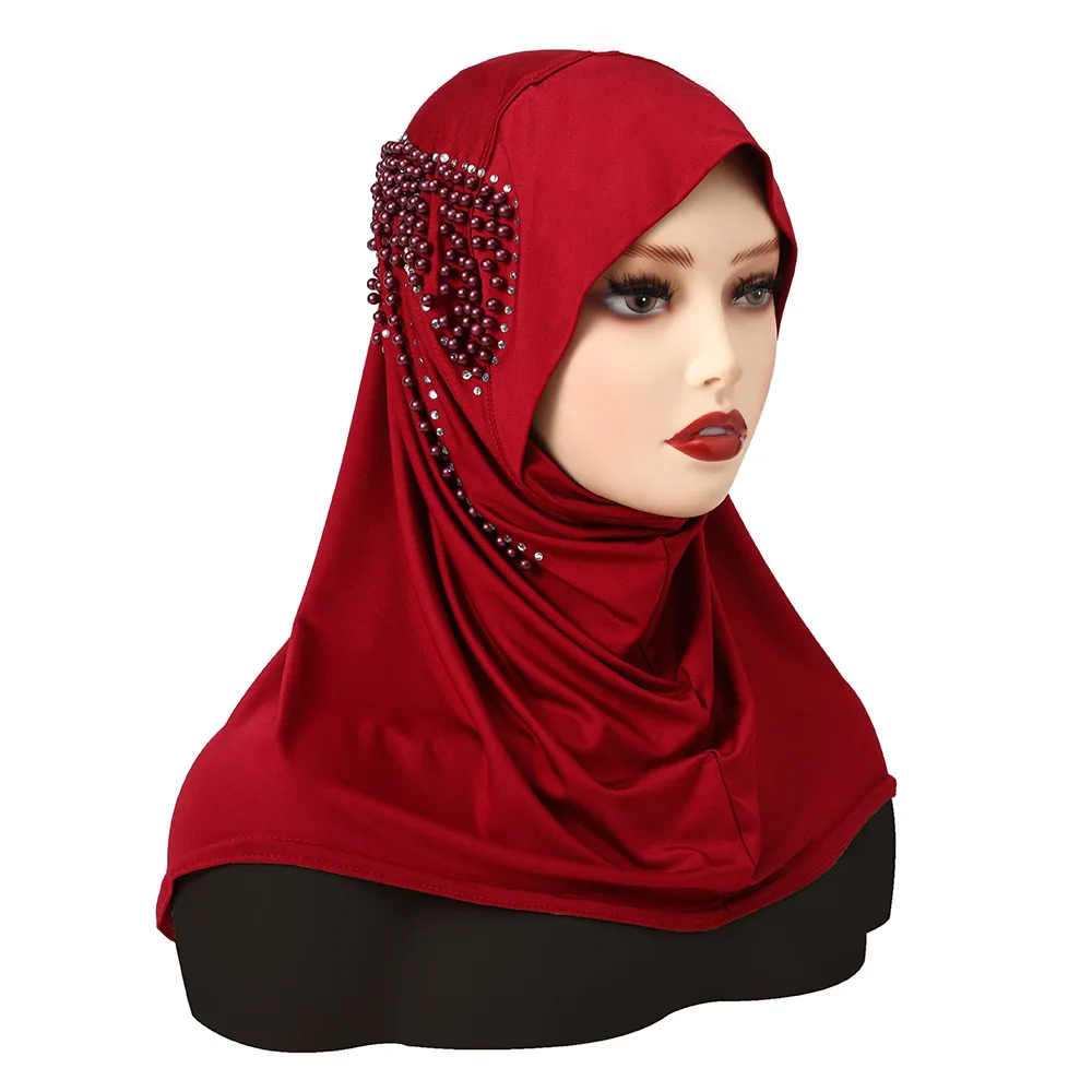 Jersey Instant Plain Hijab Underscarf Women Muslim With Bow Drills Tudung Full Cover Inner Islamic Scarf Shawls