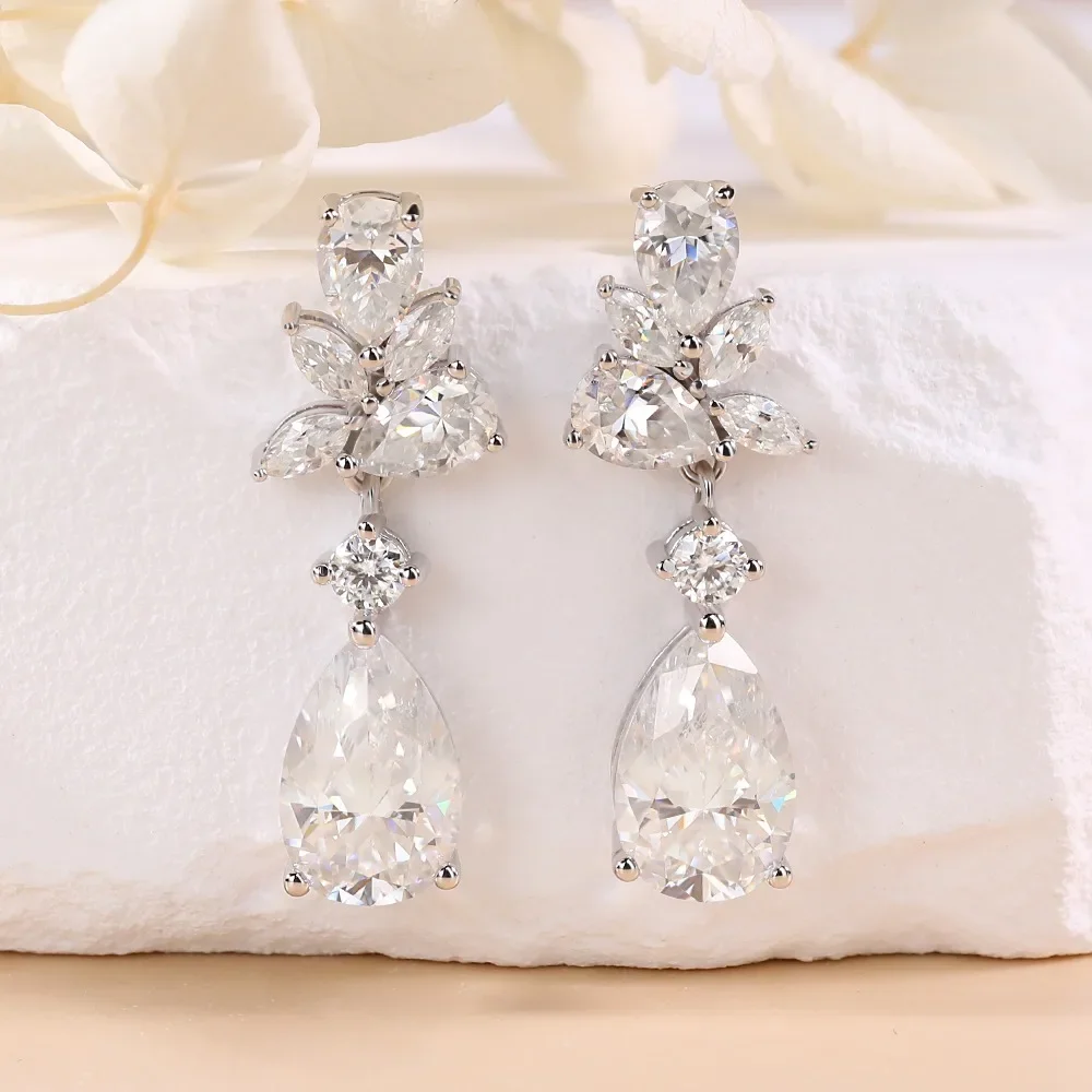 

LinkerLove 8.8ct Moissanite Water-drop Pendant Earrings Diamond Dangle Earrings Women S925 Sterling Silver Wedding Fine Jewelry