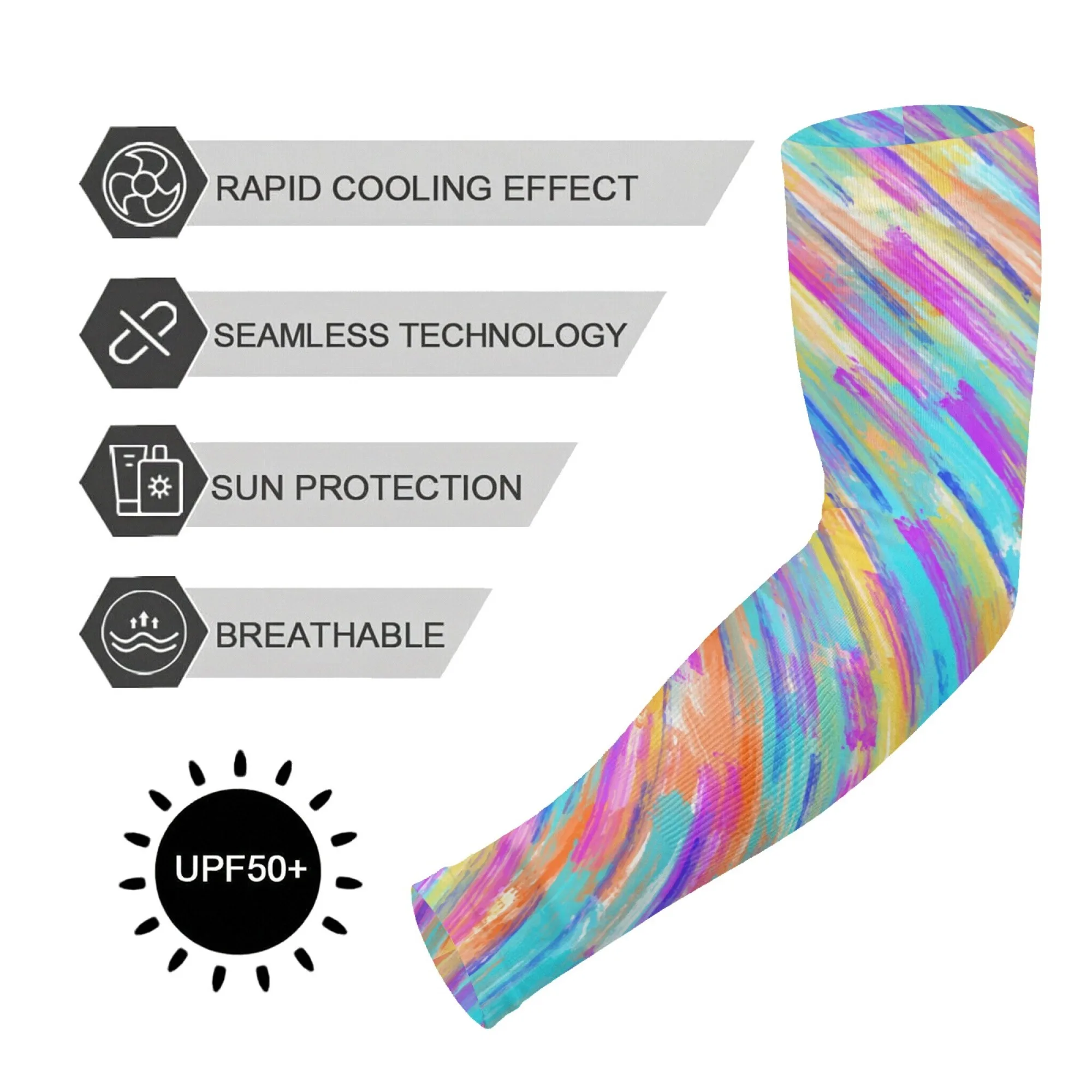 

Abstract Watercolor Painting Sleeves Summer Outdoor Sports Sunscreen Sleeves Breathable Comfortable Non-slip Cooling Arm Sleeves