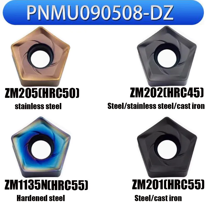 

10pcs HRC45-55 PNMU090508 PNMU090508-DZ PVD coating CNC Indexable Carbide Inserts Fast Feed Milling Inserts for TEN09R