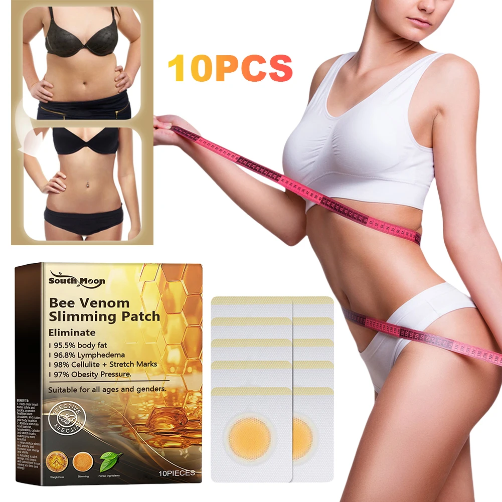 10Pcs Honeybee Venom Drainage Patches Long Lasting Belly Slimming Patch Body Shaping Lose Weight Detox Sticker for Female Male