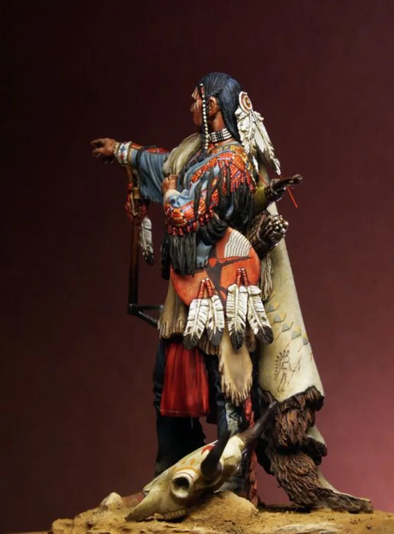 Zestaw modelarski figurki z żywicy odlewanej ciśnieniowo w skali 1/24, szlachetny wojownik Sioux, hobby, miniaturowe zabawki, niezmontowany i niepomalowany, do samodzielnego montażu, diorama.