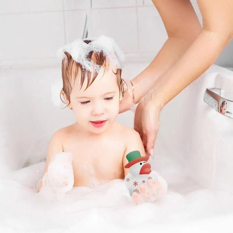 Baby Kerst Eenden Speelgoed Kids Douche Bad Speelgoed Float Piepgeluid Eend Grappig Zwemwater Spelen Spel Cadeau Voor Kinderen