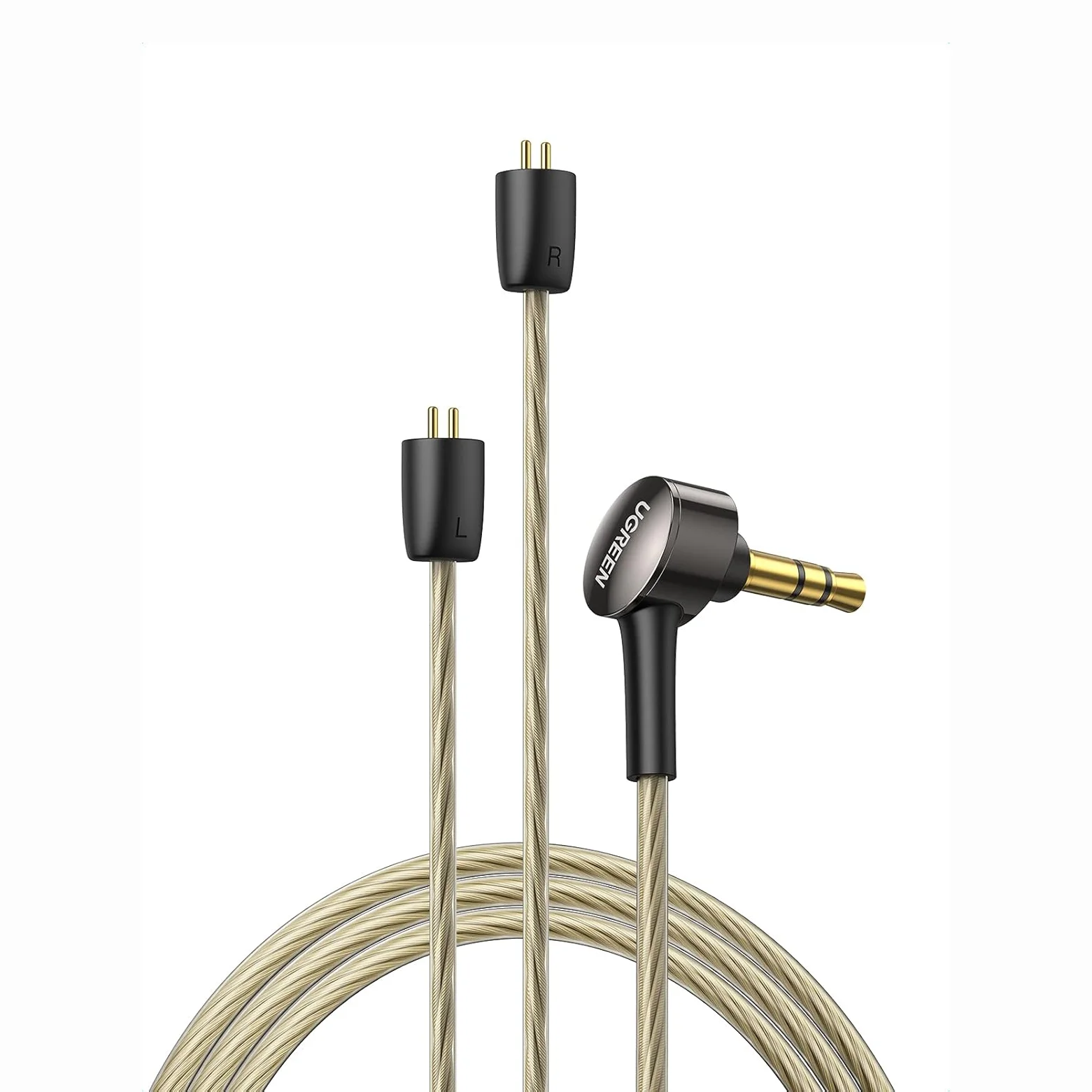 

UGREEN 3.5mm to 0.78mm Headphone Cable Aux Jack 2-Pin Detachable IEM Earphone Replacement Imbalanced Hi-Fi Audio Lead