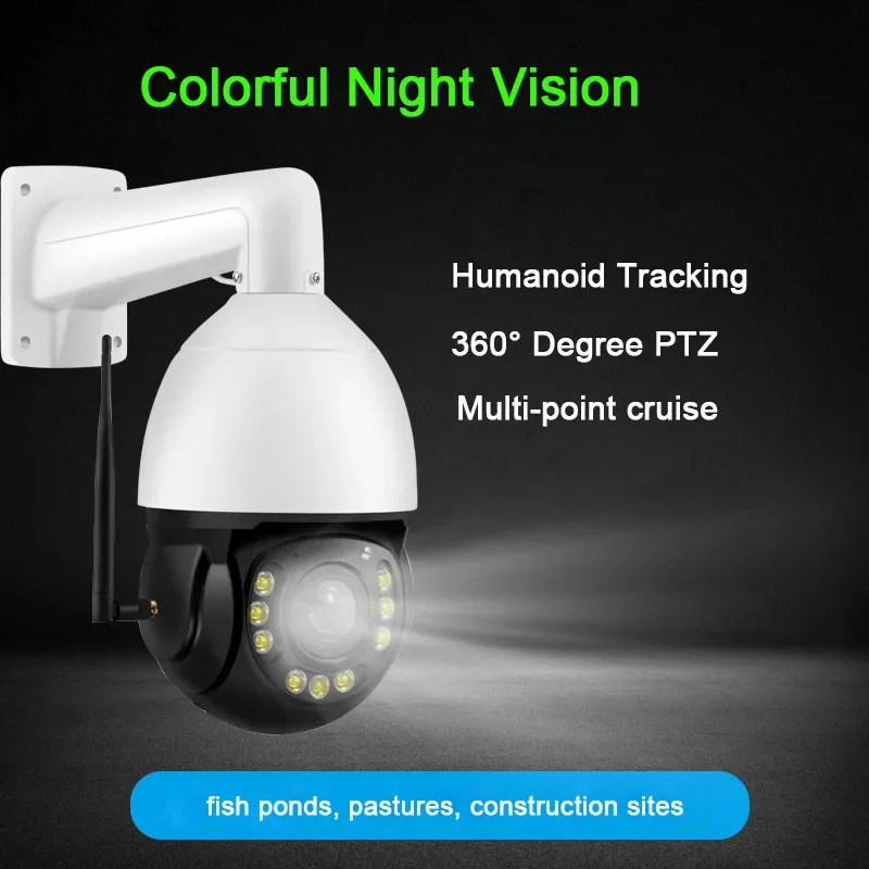 高レベル6インチWIFI PTZ IPカメラ 屋外スピードドームカメラ カラフルナイトビジョン 30倍ズームレンズ ワイヤレスPTZカメラ