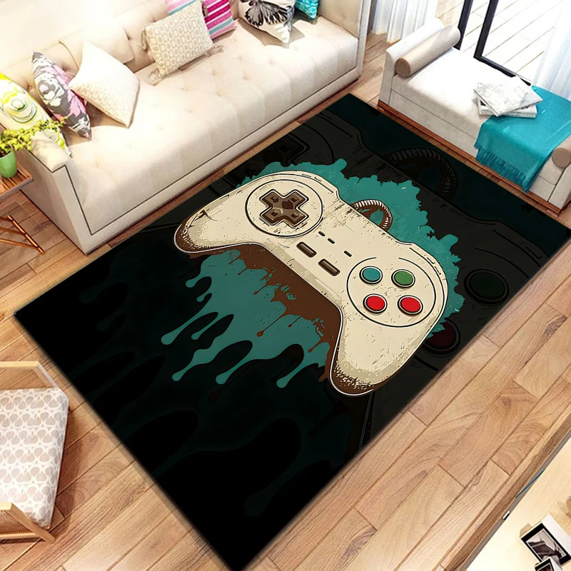 3D 80s Gamer Controller Area Rug Large,Carpet Rug for Living Room Bedroom Kitchen Decoration,Kid Play Game Non-slip Floor Mat