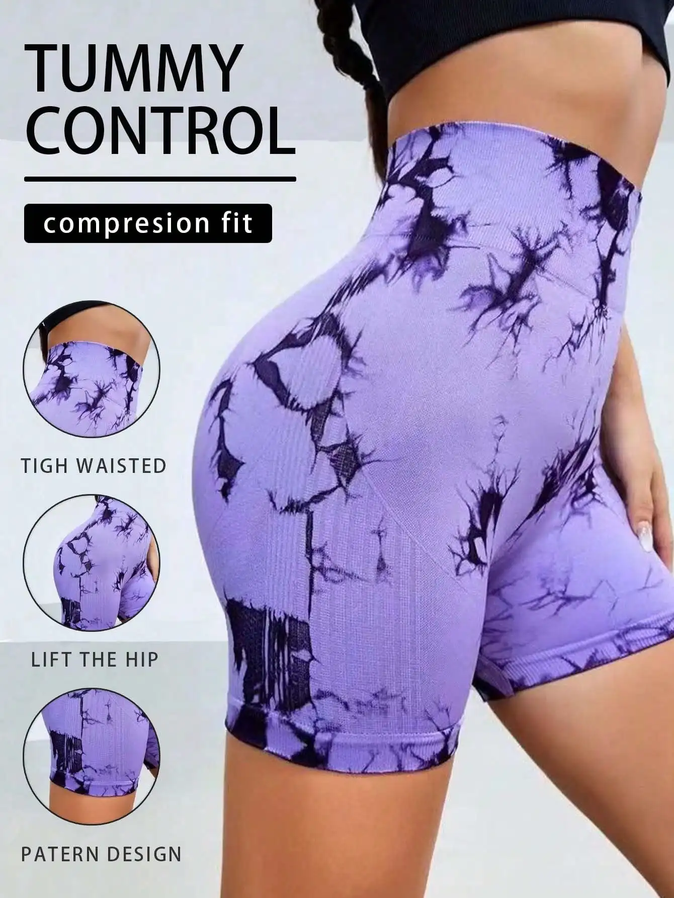 

1pc Women's tie-dyed Yoga Pants ,High Waist Leggings, No Trace High Elastic Sports Tights For Running & Fitness