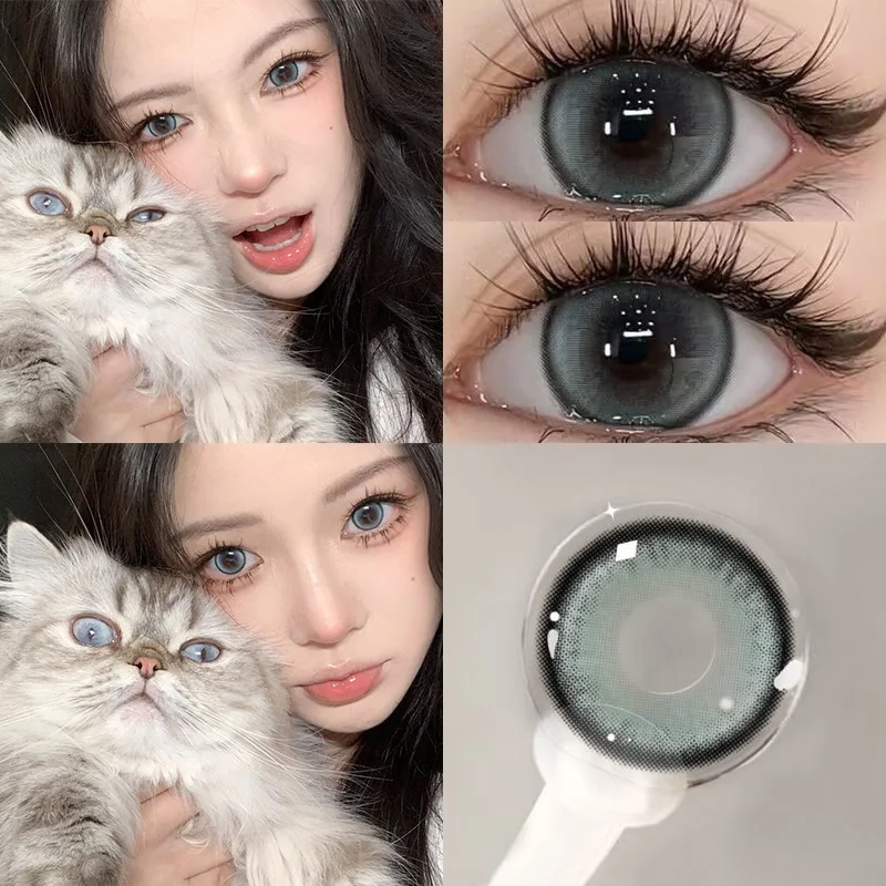 YIMEIXI 1Pair New Colored Contact Lenses Cosmetics For Eyes Natural Prescription Myopia Lenses Blue Beauty Pupil Free Shipping