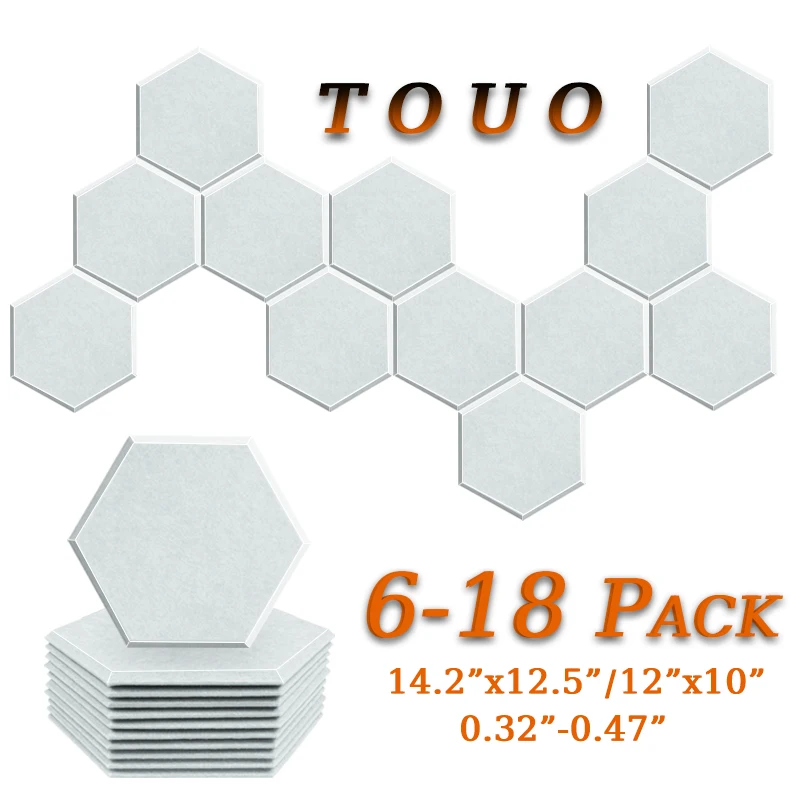 TOUO Acoustic Panel 6/12/18 Pcs Offices Sound Insulation High-Density Sound Absorbing Material Drum Room Acoustic Treatment