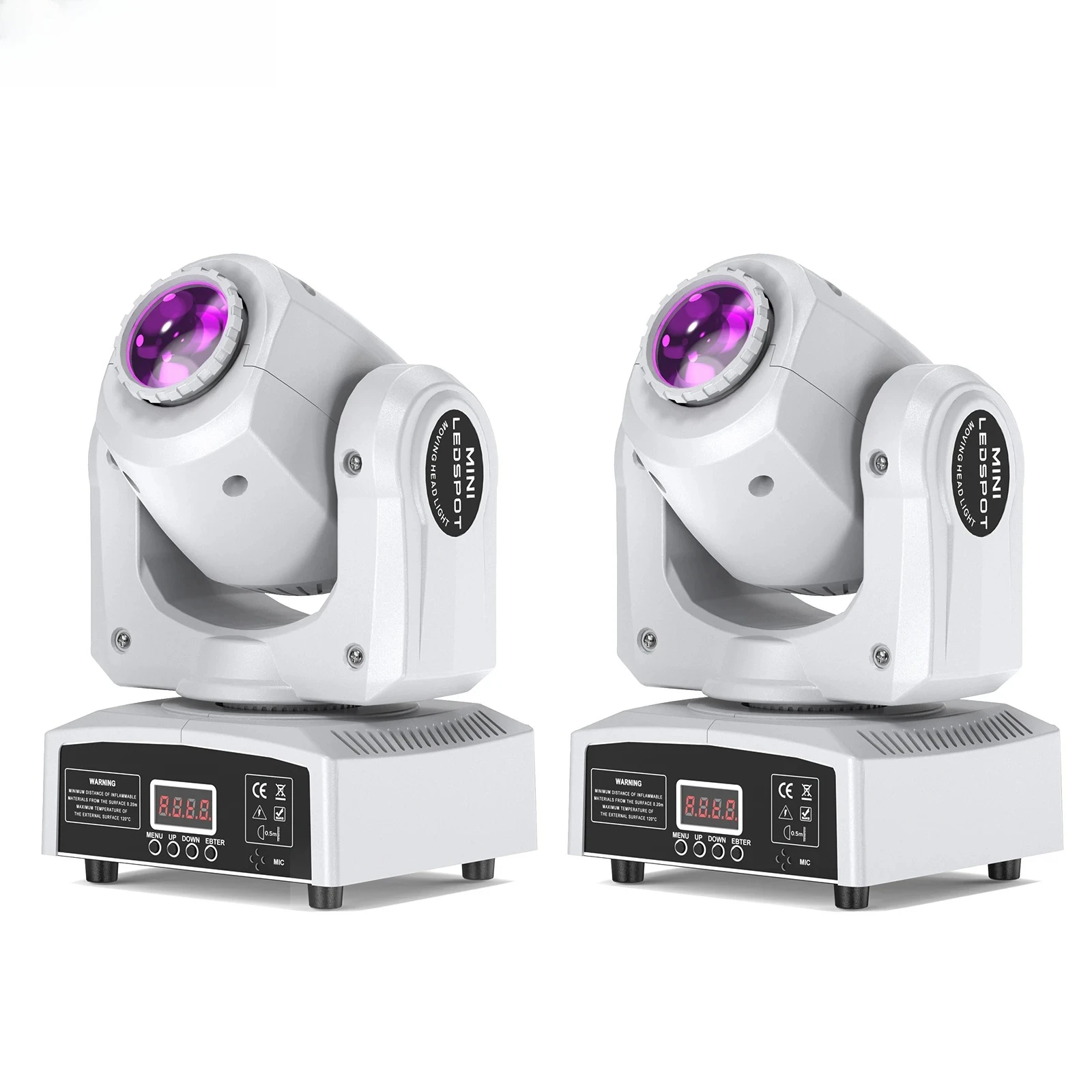 2 projecteurs LED mobiles RGBW 120W blancs, 8 couleurs + 8 gobos, DMX512, commande vocale, pour fêtes de Noël, discothèques, mariages