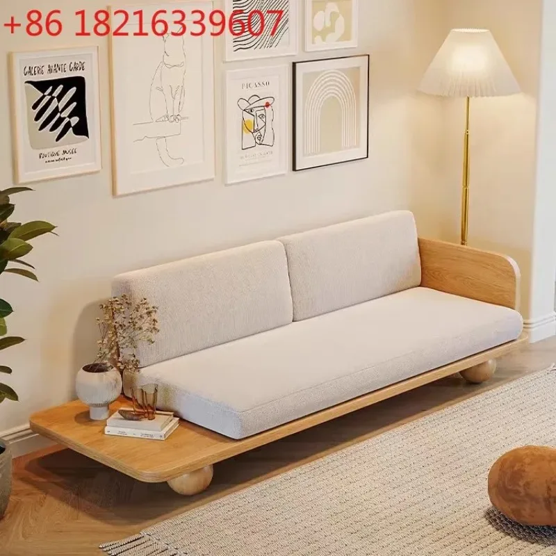 

Скандинавский диван в японском стиле из массива дерева для небольшой квартиры, для гостиной, односпальный, двуспальный, трехместный, для отелей и гостевых домов, тканевый, из натурального дерева.