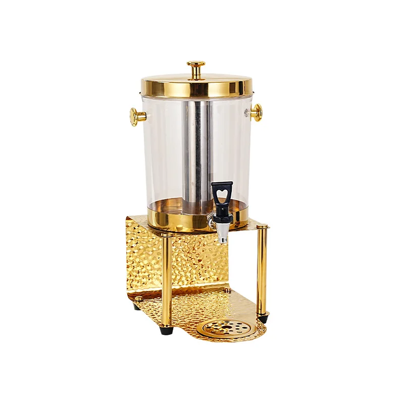 

Gold-plated juice bucket hotel stainless steel PC milk coffee tripod self-service cone gold transparent juice tripod