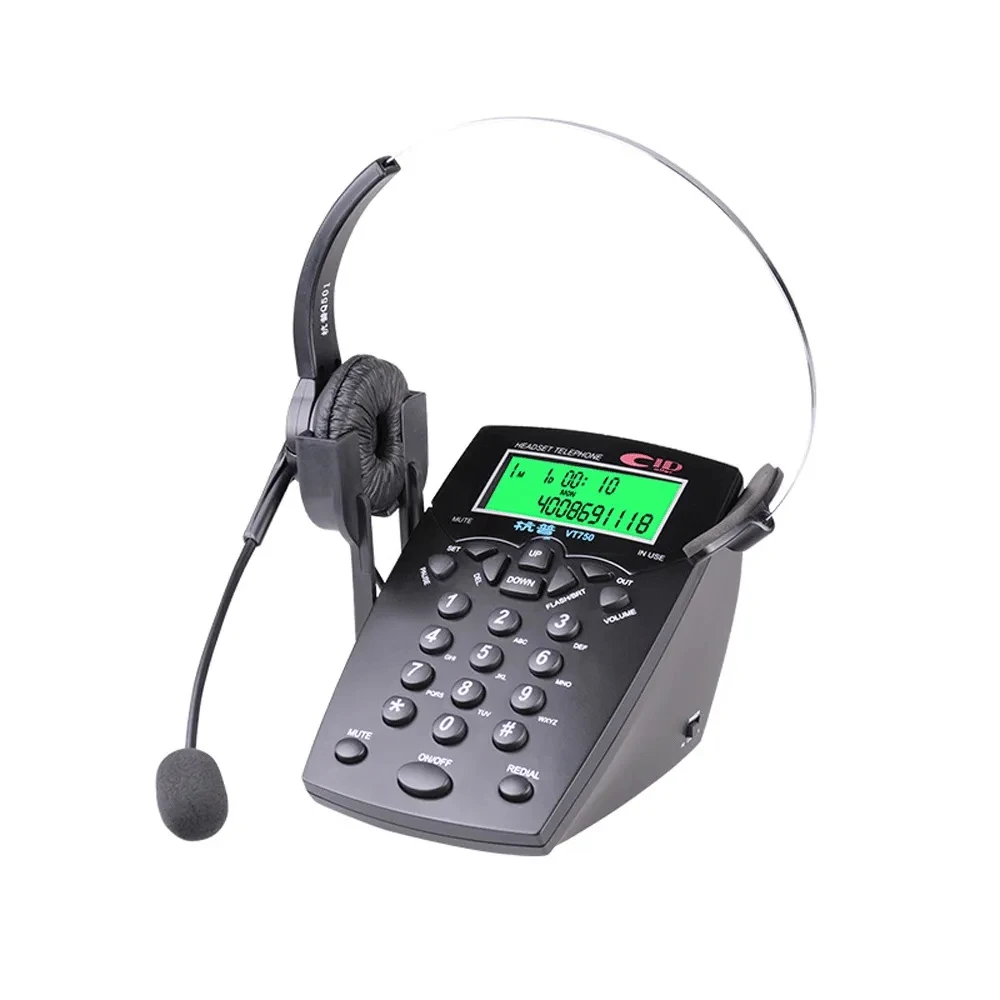 Corded Headset Telephone Hands Free Noise Cancelling Telephone Set with Headset for Call Center Telephone Headset and Dialpad