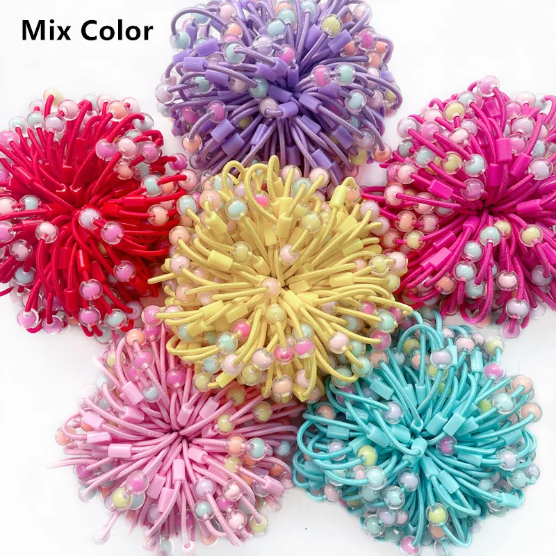 50pcs Rubber Hairbands Girl Kids Hair Bands With Acrylic Beads Base Elastic Hair Tie DIY Hair Accessories Wholesale