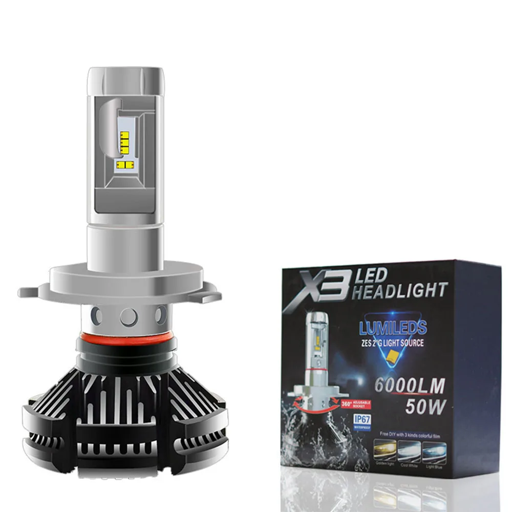 Car LED Headlights Bulbs 50W Headlamp Auto Car Light ZES H4 LED H7 Lamp Turbo Led H11 HB3 9005 HB4 9006 High low beam fog ligtht