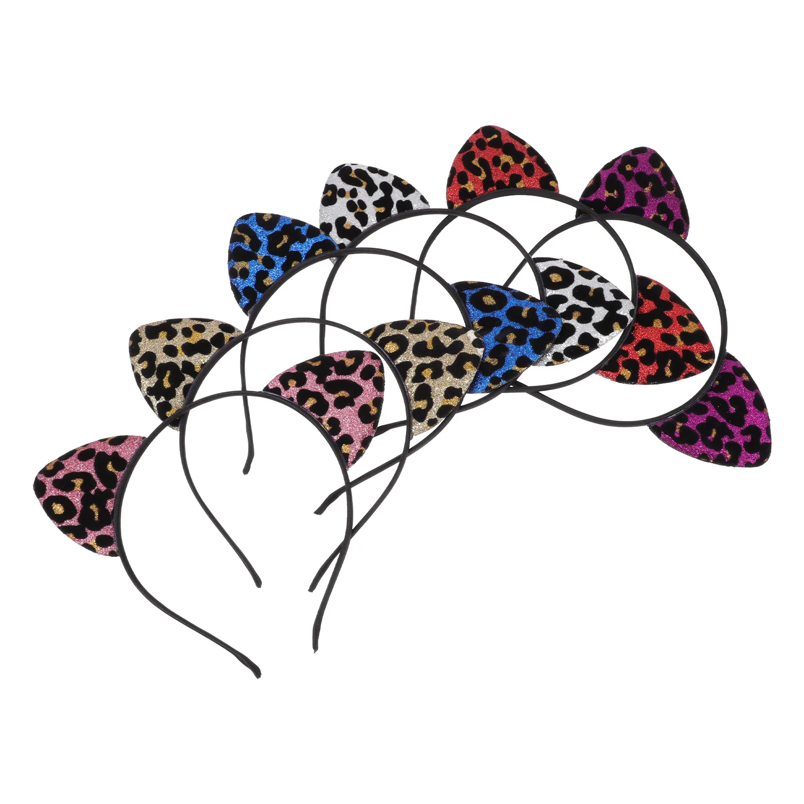 6 Pcs Cat Ears Headband Hair Decor Leopard-print Hoops Accessory Hairband Party Headdress Girl Decors