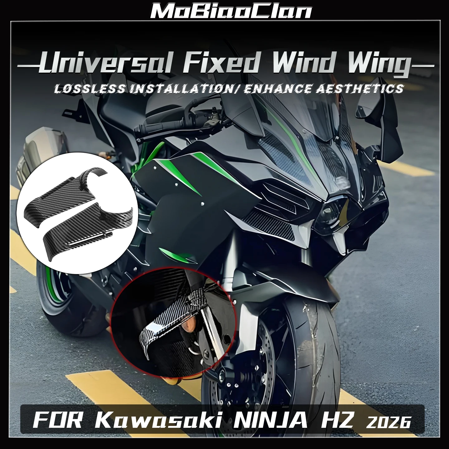 

Hock-absorbing fixed wing side wing guide plate motorcycle modification parts universal spoiler ﻿for KAWASAKI Ninja H2 2026
