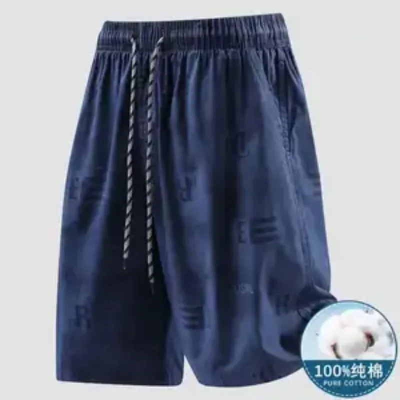Men's Letter Printed Cotton Loose Five Inch Shorts Drawstring Casual Daily Pocket Mid Pants