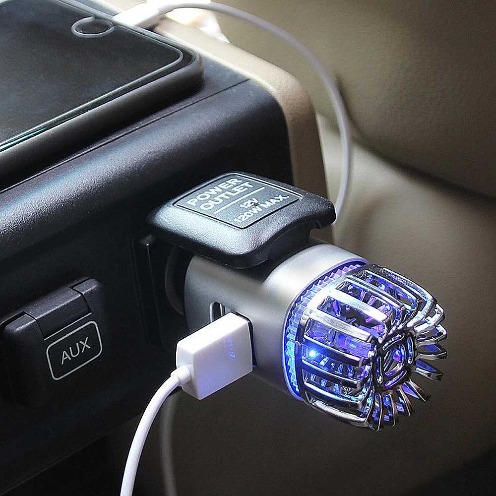 Car Air Purifier Mini Negative Ion Purifier Dual USB Car Charger USB Car Air Freshener Air Purifier Oxygen Bar