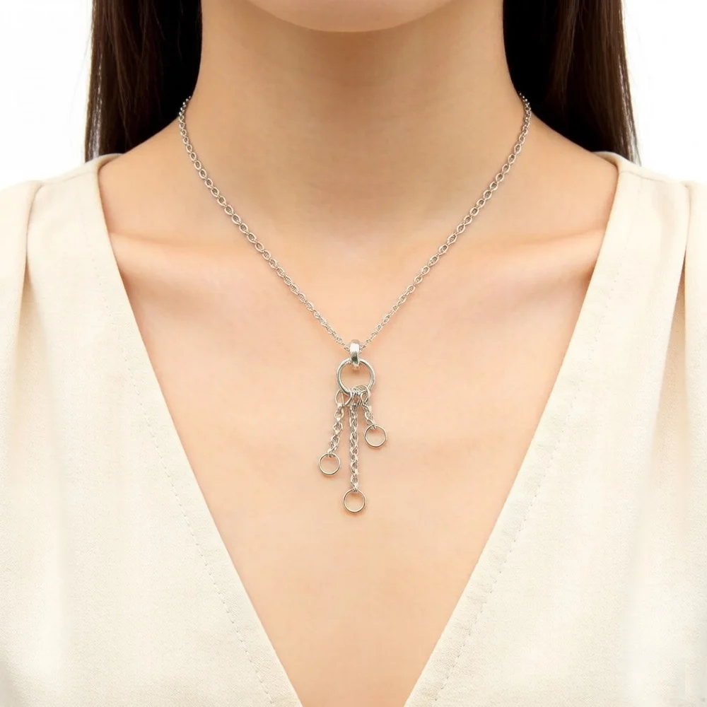 Srebrne zwisające trzy zawieszki Curb Charms Carriers 925 Sterling Silver Fit naszyjnik, Europa Glam biżuteria Soul prezent dla kobiet — zdjęcie 5