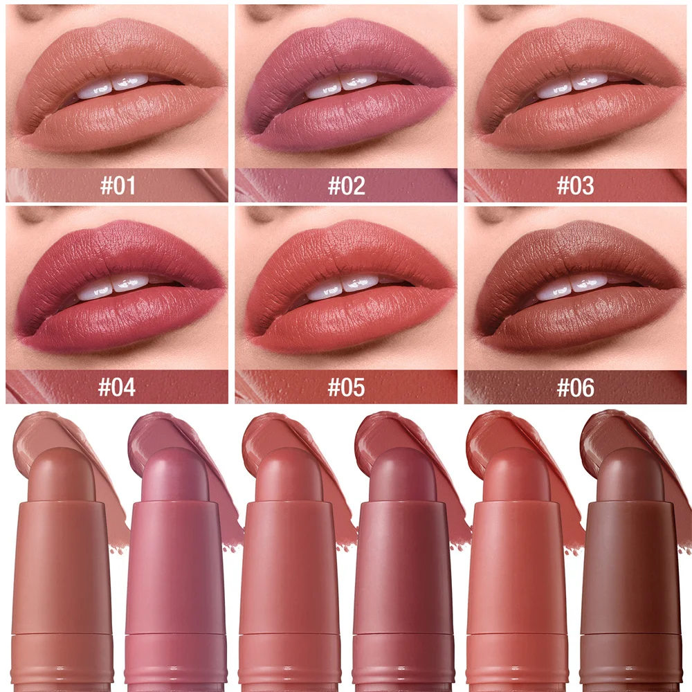 Smooth Matte Lipstick 12H Long Lasting Moisturizing and Easy to Apply Lip Glaze with Rotating Pen Design Waterproof Lip Makeup ﻿