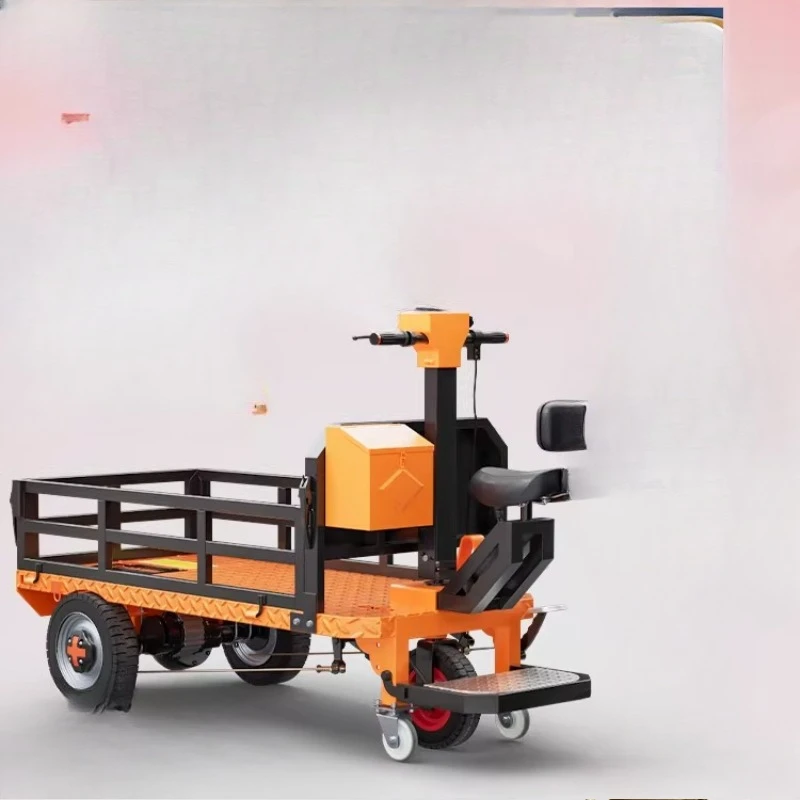 

Electric flatbed truck, construction site brick pulling warehouse