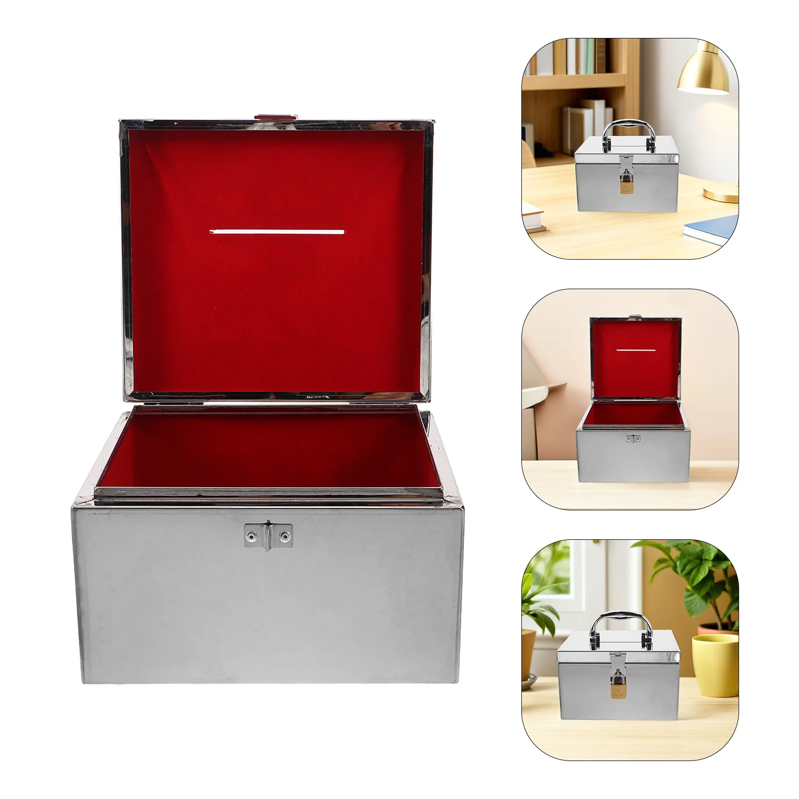 

Heavy Duty Stainless Steel Locking Money Box Rectangular Cash Savings Box Secure Coin and Note Organizer for Adults