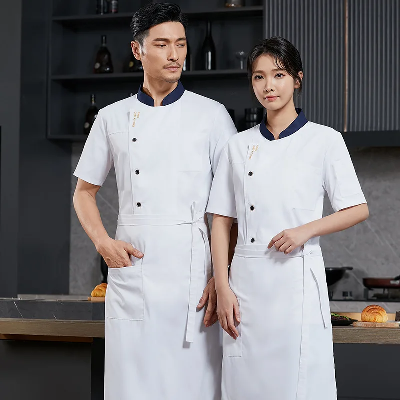 Dining Restaurant Rear Kitchen Cook Clothes Short Sleeve Men's Spring and Summer Work Wear Baking Cake Shop Work Clothes plus Si