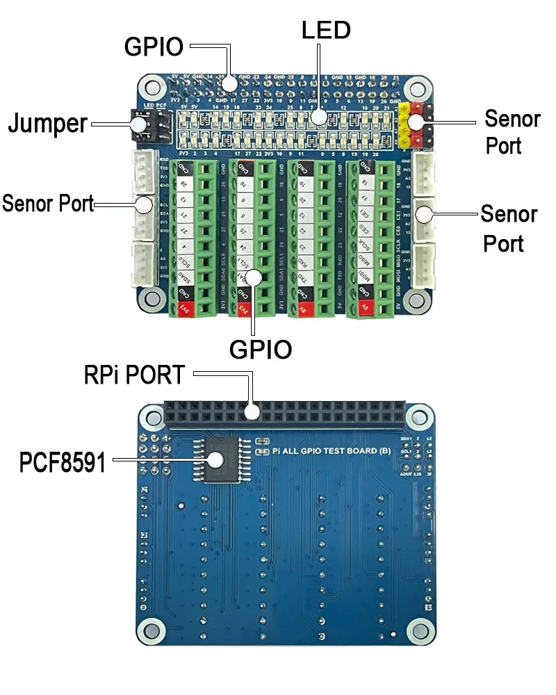 Raspberry Pi PCF8591, плата расширения для датчика, GPIO IO port test ADC/DCA
