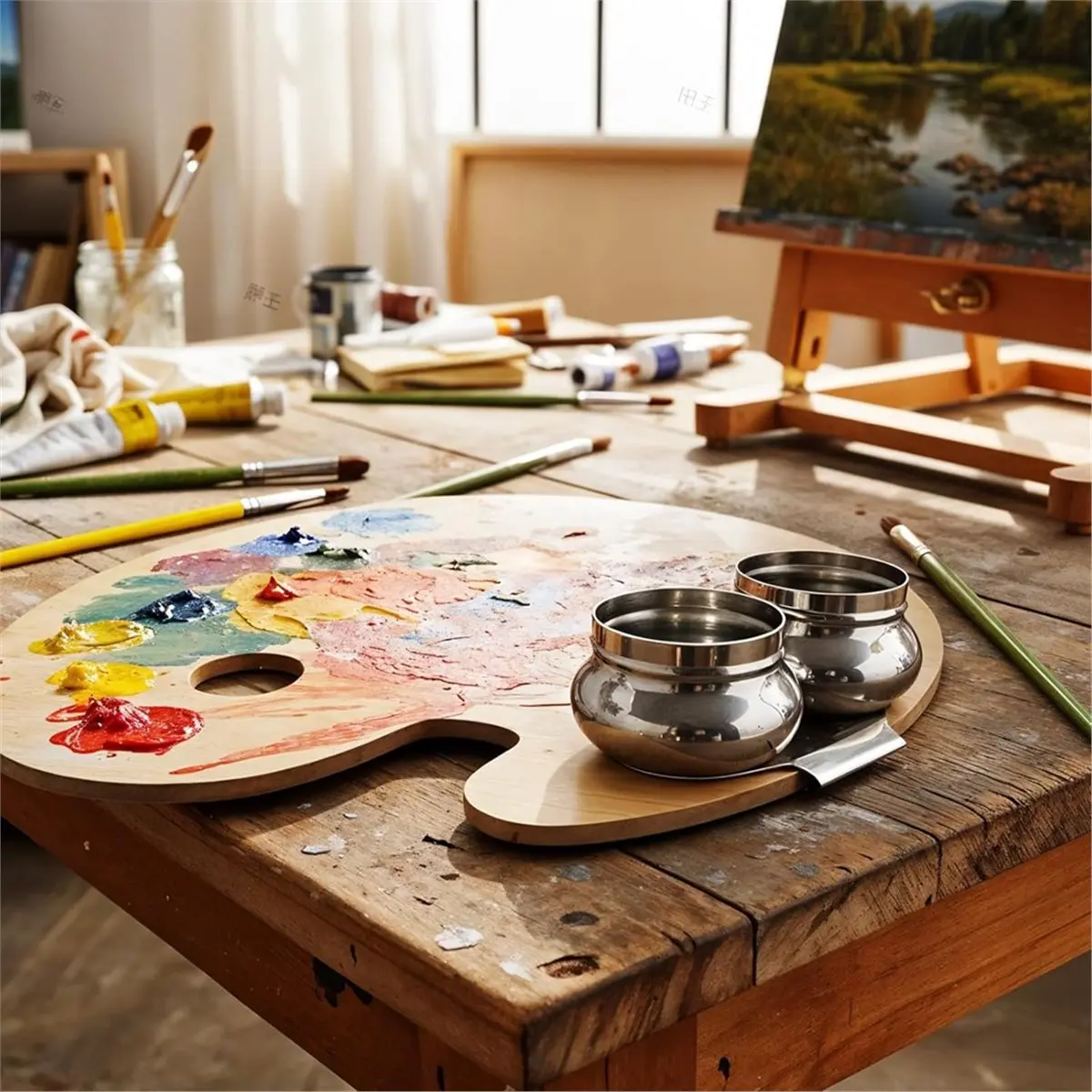 

(ABLP) Набор из 2-х очистителей для кистей из нержавеющей стали, устройство для мытья кистей с двойным контейнером-стаканом, держатель для кистей для рисования